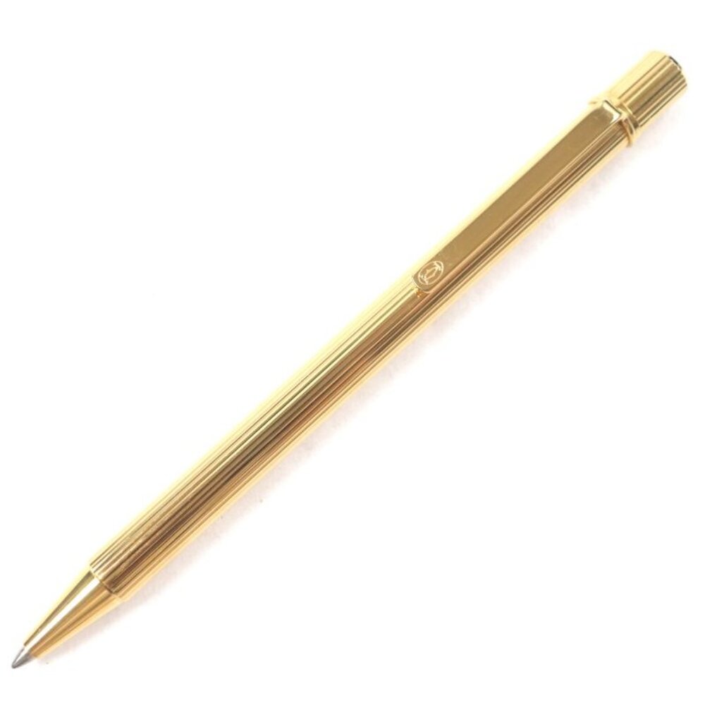 Cartier Must de Cartier Ballpoint Pen With Stripes Engraved Logo Twist Closure